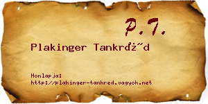 Plakinger Tankréd névjegykártya